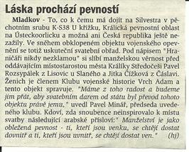 "Láska prochází pevností" Orlické noviny 30 12 2005